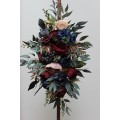  Flower arch arrangement in burgundy navy blue dusty rose gold colors.  Arbor flowers. Floral archway. Faux flowers for wedding arch. 5090