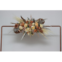  Flower arch arrangement in orange yellow terracotta  colors.  Arbor flowers. Floral archway. Faux flowers for wedding arch. 5083