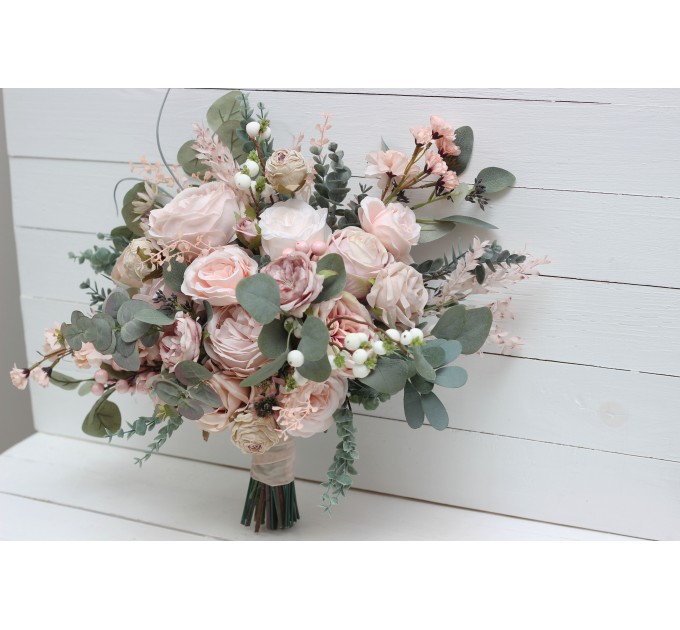 Wedding bouquets in blush pink colors. Bridal bouquet. Faux bouquet. Bridesmaid bouquet. 5088