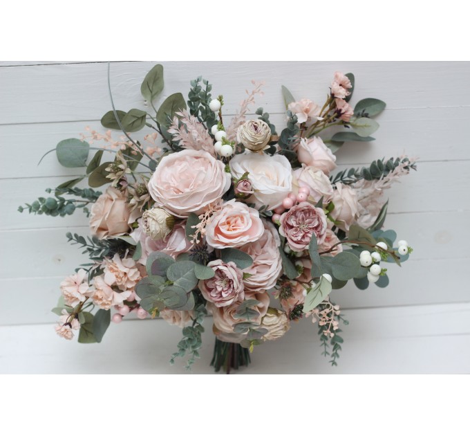 Wedding bouquets in blush pink colors. Bridal bouquet. Faux bouquet. Bridesmaid bouquet. 5088