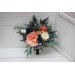 Wedding bouquets in navy blue coral ivory colors. Bridal bouquet. Faux bouquet. Bridesmaid bouquet. 5084