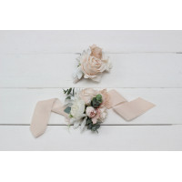 Wedding boutonnieres and wrist corsage  in blush pink color scheme. Flower accessories. 5088