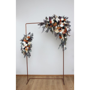  Flower arch arrangement in deep purple terracotta beige colors.  Arbor flowers. Floral archway. Faux flowers for wedding arch. 5095