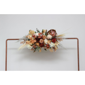  Flower arch arrangement in orange ivory rust terracotta colors.  Arbor flowers. Floral archway. Faux flowers for wedding arch. 0036
