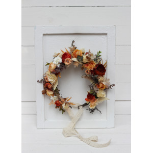 Orange ivory rust terracotta flower crown. Hair wreath. Flower girl crown. Wedding flowers. 0036