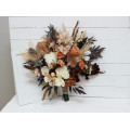 Wedding Bouquets in Deep Purple, Terracotta & Beige | Faux Bridal & Bridesmaid Bouquets