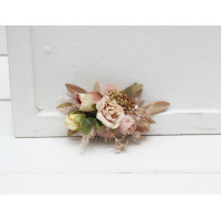 Flower comb in dusty rose cinnamon ivory color scheme. Wedding accessories for hair. Bridal flower comb. Bridesmaid floral comb. 5098