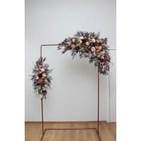  Flower arch arrangement in gray peach brown colors.  Arbor flowers. Floral archway. Faux flowers for wedding arch. 5106