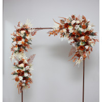  Flower arch arrangement in burnt orange ivory colors.  Arbor flowers. Floral archway. Faux flowers for wedding arch. 5107
