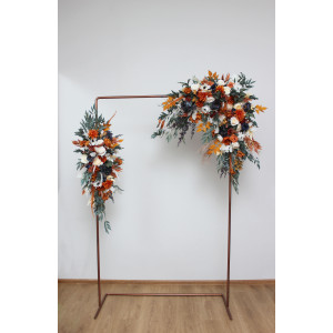  Flower arch arrangement in burnt orange ivory navy blue colors.  Arbor flowers. Floral archway. Faux flowers for wedding arch. 5111