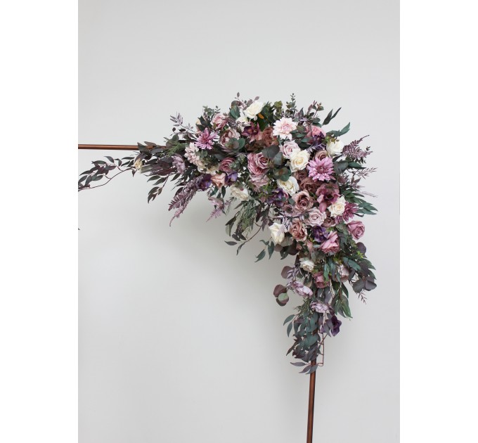  Flower arch arrangement in mauve purple cream colors.  Arbor flowers. Floral archway. Faux flowers for wedding arch. 5114