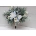 Wedding bouquets in dusty blue white colors. Bridal bouquet. Faux bouquet. Bridesmaid bouquet. 5116