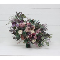 Wedding bouquets in mauve purple cream colors. Bridal bouquet. Faux bouquet. Bridesmaid bouquet. 5114