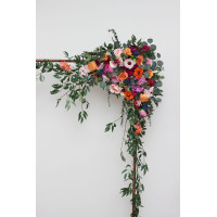  Flower arch arrangement in orange pink magenta colors.  Arbor flowers. Floral archway. Faux flowers for wedding arch. 5127