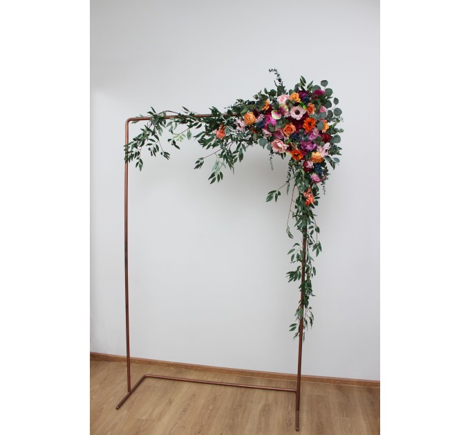  Flower arch arrangement in orange pink magenta colors.  Arbor flowers. Floral archway. Faux flowers for wedding arch. 5127
