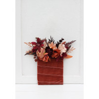 Pocket boutonniere in burgundy terracottacolor scheme. Flower accessories. 5121