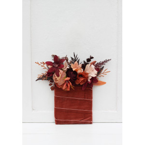 Pocket boutonniere in burgundy terracottacolor scheme. Flower accessories. 5121