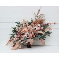 Wedding bouquets in dusty rose blush pink colors. Bridal bouquet. Faux bouquet. Bridesmaid bouquet. 5123