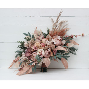 Wedding bouquets in dusty rose blush pink colors. Bridal bouquet. Faux bouquet. Bridesmaid bouquet. 5123