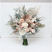 Boho bouquet. Pampas grass bouquet. Blush pink beige cream flowers. Bridal bouquet. Faux bouque.t Fall wedding. Boho wedding. Silk flowers. 5132