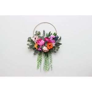 Jewel-tone wedding. Emerald green orange pink magenta flowers. Alternative bridesmaid bouquet. 5127