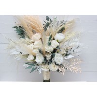 Boho bouquet. Pampas grass bouquet. Ivory cream flowers. Bridal bouquet. Faux bouquet. Fall wedding. Boho wedding. Silk flowers. 5135