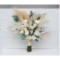 Boho Pampas Grass Bridal Bouquet | Ivory & Cream Faux Wedding Flowers