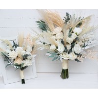 Boho bouquet. Pampas grass bouquet. Ivory cream flowers. Bridal bouquet. Faux bouquet. Fall wedding. Boho wedding. Silk flowers. 5135