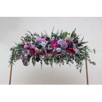  Flower arch arrangement in jewel-tone colors.  Arbor flowers. Floral archway. Faux flowers for wedding arch. 5137
