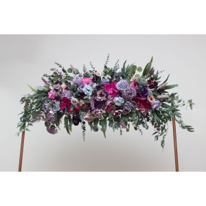  Flower arch arrangement in jewel-tone colors.  Arbor flowers. Floral archway. Faux flowers for wedding arch. 5137