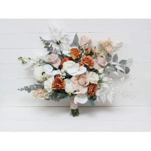 Orchid boho bouquet. Beige white rust flowers. Bridal bouquet. Faux bouquet. Fall wedding. Silk flowers. Boho wedding. Bridesmaid bouquet. 5142