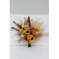 Sunflowers boho bouquet. Pampas grass bouquet. Orange rust beige flowers. Bridal bouquet. Faux bouquet .Fall wedding. Boho wedding. Silk flowers. 5134