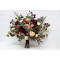 Wedding Bouquets in Burgundy, Ivory, Dusty Rose & Cinnamon | Faux Bridal & Bridesmaid Bouquets