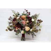 Wedding bouquets in burgundy ivory dusty rose cinnamon colors. Bridal bouquet. Faux bouquet. Bridesmaid bouquet. 5144