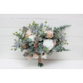 Wedding Bouquets in White & Blush Pink | Greenery Faux Bridal & Bridesmaid Bouquets
