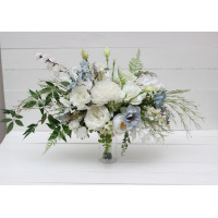 Sale! Wedding bouquet in white sky blue colors. Bridal bouquet. Faux bouquet.  5153