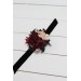  Wedding boutonnieres and wrist corsage  in Halloween color theme. Burgundy black gold beige  accessories. 0018