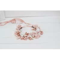 Blush pink white flower crown. Hair wreath. Flower girl crown. Wedding flowers. 5165