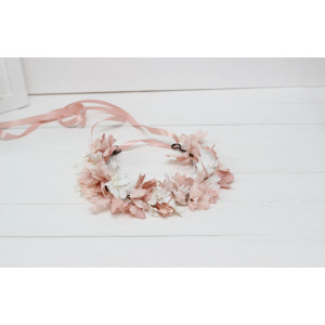 Blush pink white flower crown. Hair wreath. Flower girl crown. Wedding flowers. 5165