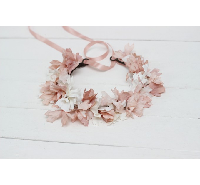 Blush pink white flower crown. Hair wreath. Flower girl crown. Wedding flowers. 5165