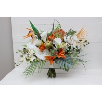 Exotic flowers. White orange flowers. Beach wedding. Exotic wedding. Orchid calla lily bouquet. Bridal bouquet. Bridesmaid bouquet. 5162