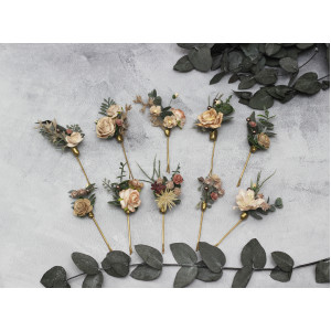 Set of bobby pins. Beige eucalyptus accessories. Bridal hairpiece. Wedding flowers. Floral hair pins. Floral bobby pins. 5171