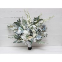 Wedding bouquets in White sky blue colors. Bridal bouquet. Faux bouquet. Bridesmaid bouquet. 5182