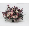 Wedding bouquets. Cascading bouquet. Faux bouquet. Bridesmaid bouquet in mauve purple beige colors. Bridal bouquet. 5180