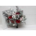 Wedding bouquets in red blush pink white silver gray colors. Bridal bouquet. Faux bouquet. Bridesmaid bouquet. Winter wedding. 5183