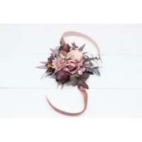  Wedding boutonnieres and wrist corsage  in mauve purple beige color scheme. Flower accessories. 5180