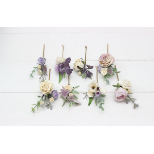 Set of 8 bobby pins. Lavender ivory hair accessories. Bridal flower.s Floral hair pins. Hairpiece. Bridesmaid bobby pins. 5175