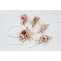  Wedding boutonnieres and wrist corsage  in beige ivory blush pink color scheme. Flower accessories. 5143