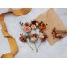  Set of  6 bobby pins in rust orange color scheme. Hair accessories. Flower accessories for wedding.  5193-8005