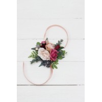  Wedding boutonnieres and wrist corsage  in dusty rose burgundy blue color scheme. Flower accessories. 5188